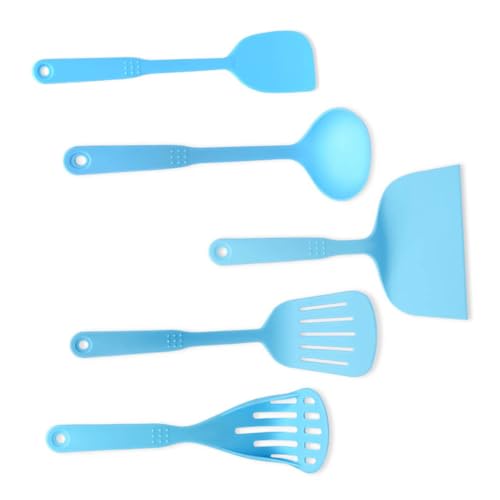 SOLUSTRE 5 Pcs Nylon Cooking Tools Set Non Stick Odorless Kitchen Utensil Set for Easy Cleaning and Heavy Duty Use Lightweight and Cooking Wares Black