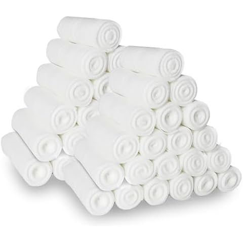 California Basics, Gauze Bandage Roll with Tape (Pack of 48) - 4 Inch by 4 Yards Rolled Gauze Wrap - White Gauze Rolls - Breathable Gauze Wrap Used for First Aid Wound Care & Medical Supplies Cover