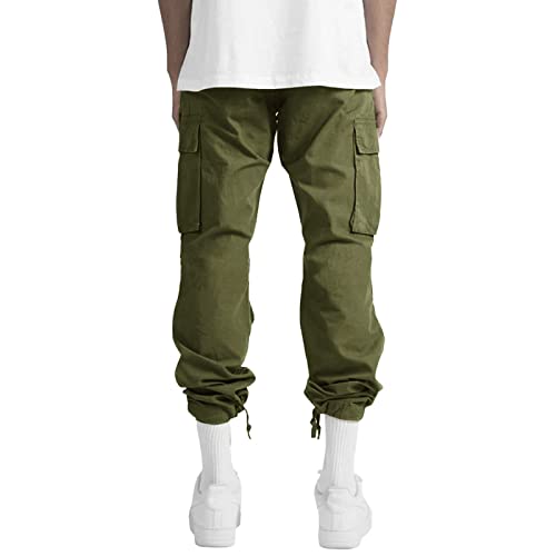 Thwei Mens Cargo Pants Casual Joggers Athletic Pants Cotton Loose Straight Sweatpants Army Green L thumb #3