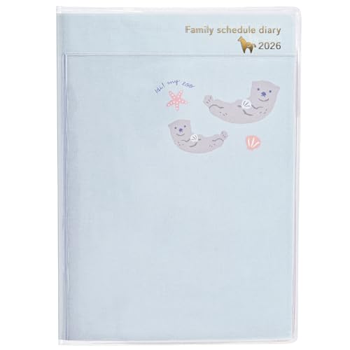 クツワ 手帳 HI! MY ZOO 家族手帳 2026年 A6 マンスリー 日曜始まり ラッコ HZ054 2025年12月始まりのサムネイル