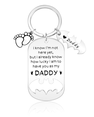 Image of Father Keychain, Batman Keychains for New Dad Step Dad Grandpa Son, Fathers Day Birthday Gift for Daddy from Daughter