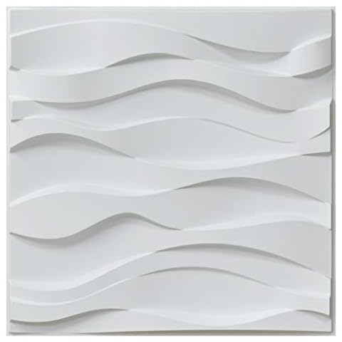 Art3d Decorative 3D Wall Panels Wavy Wall Design,50 * 50cm Matt White (12 Pack) Cover
