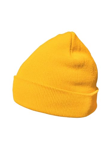 DonDon Mütze Herren Mütze Damen Wintermütze Beanie klassisches Design gelb