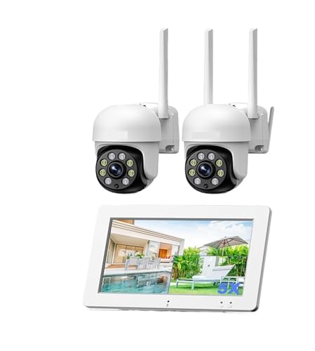 Equipo de videovigilancia de cámaras de Seguridad inalámbrico de 3MP, PTZ, 4 Canales, CCTV, NVR, Kit de Monitor for Exteriores, Calle, P2P, de cámara de videovigilancia(4CH 2 PTZ Add 32G)