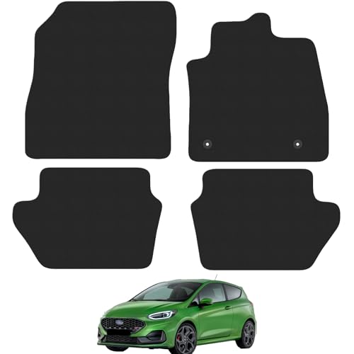 car mats for Ford Fiesta Mk8 2017-2023 4 Piece Set Car Mats UK-Made Tailored Fit Carpet Floor Mats Full Coverage Black Trim