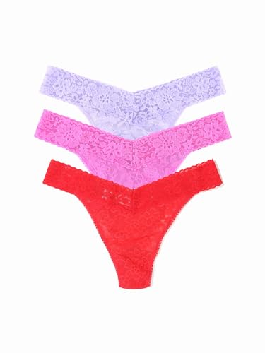 Image of hanky panky - Daily Lace Original Rise Thongs for Women 3 Pack | One Size (4-14) | Lacy thong underwear, lingerie panties