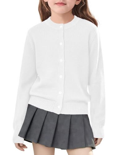Image of Girls Cardigan Sweater School Uniforms Toddler Long Sleeve Button Knit Solid Sweaters Tops