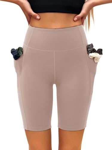 LASLULU Women's Biker Shorts Yoga Workout Gym Running Volleyball Spandex Compression Bike Shorts with Pockets