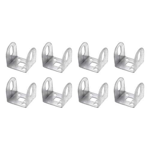 sourcing map Lot de 8 supports en U pour panneaux de 3,1 cm, 31 x 34 x 34 mm en métal en forme de U pour connexion de garde-corps ou de séparation, argenté