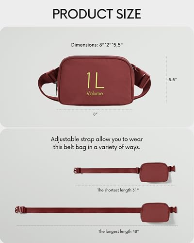 Image of ODODOS Unisex Mini Belt Bag with Adjustable Strap Small Fanny Pack for Workout Running Traveling Hiking, Wine