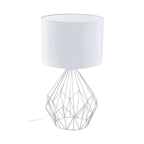 Image of EGLO E27 Geometric Chrome/White Table Lamp 'PENDREGAL', 95187