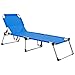 vidaXL Chaise Longue Pliable Extra Haute pour Seniors Transat de Jardin Bain de Soleil de Patio Terrasse Balcon Plage Extérieur Bleu Aluminium
