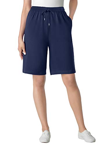 Woman Within Women's Plus Size Sport Knit Short - 3X, Navy