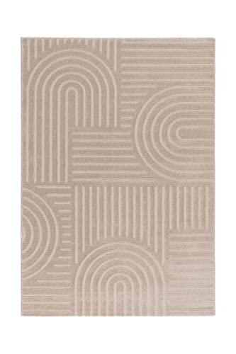 Kurzflor Teppich, Läufer, Wohnzimmer, Boho Geometrisch -Beige - 80cm x 150cm - Moderner...
