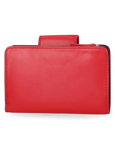 Image of Nautica Womens, Close Reach Vegan Leather RFID Wallet, Small Credit Card Holder Purse with Zipper Coin Pocket and ID Window in Fuego Red