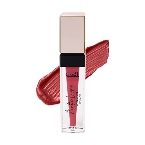 Image of Glam21 Matte Lippie No Transfer Lip Gloss | Lightweight and comfortable| Creamy Matte Formula - 4 gm | Buff-17