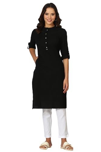 Image of W for Woman Lilac Mandarin Collar Cotton Blend Straight Kurta