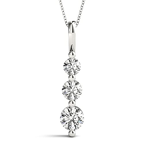 1-3 Carat Classic Snowman 3 Stone Diamond Pendant Necklace Premium Collection (I-J Color I1/I2 Clarity) + 20