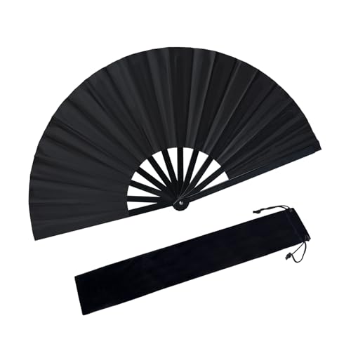 Joyline Boots on The Ground Fan Large Black Line Dance Popping Fans Chinese Classic Folding Hand Fan Clacking Fans for Dancing Performance Exercise