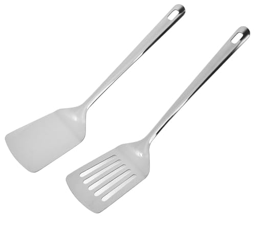 Stainless Steel Spatula Set di spatula Slotted Turner, Solid Turner, Stainless Steel in Matte Look for Non-Stick Cookware, Fish, Eggs, Pancake, Dishwasher Safe