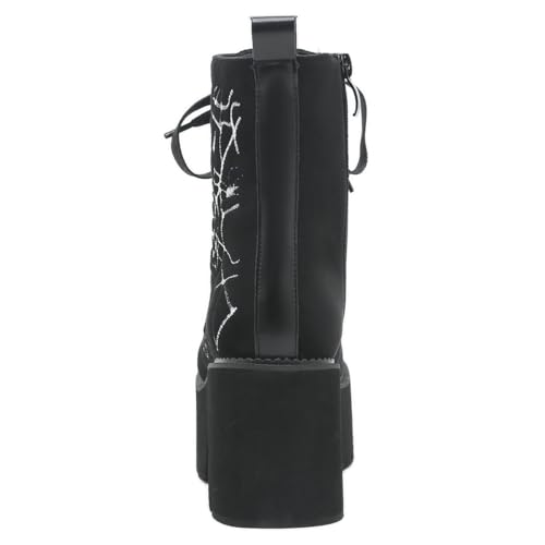 Image of Parisuit Womens Goth Patent Ankle Boots Platform Chunky Combat Boots | Lace Up, Gothic Boots, High Heel, Punk Short Booties, Buckle Boots, Chain Boots