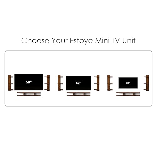 Image of BLUEWUD Estoye Mini Engineering Wood Wall Mount TV Entertainment Unit Set Top Box Stand /TV Cabinet Panel with Shelves for Books & Decor Display Unit, Ideal for 42 inch(Brown Maple)