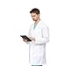 M&M SCRUBS Men’s 38 Inch Lab Coat – Medical Doctor Coat with iPad Pocket & 3 Pockets L White