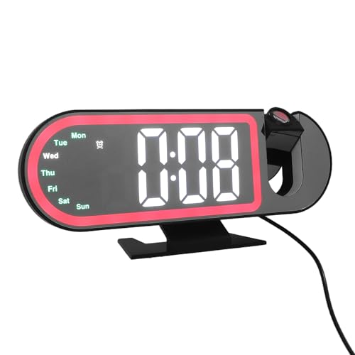 Cabilock Orologio Digitale a Specchio con Display LED e Proiezione Sul Soffitto, Sveglia da Comodino a Batteria con Funzione Snooze per Camera da Letto, Design Moderno e Visibilità
