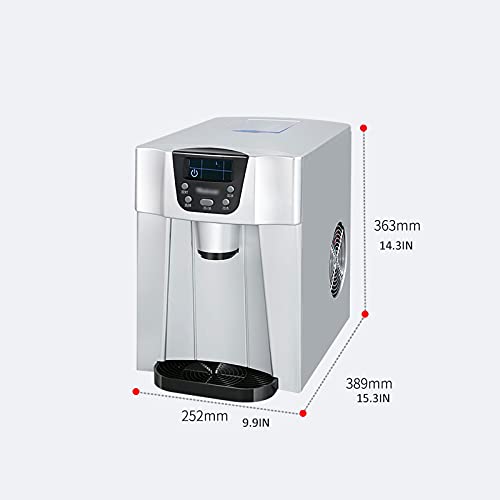 Fabricadora de hielo pequeña automática multifunción compacta y dispensador de agua, produce 33 kg de hielo en 24 horas, máquina de hielo plateada miniatura 2