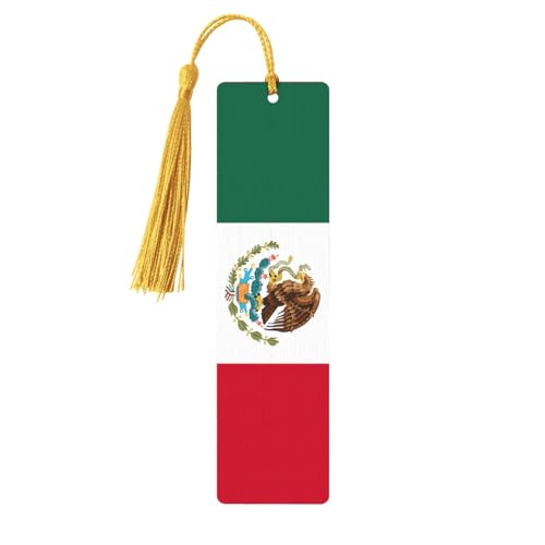 メキシコの国旗プリント タッセル付き木製ブックマーク 5個 読書ページマーカー ブックマーク 男性/女性へのギフトに