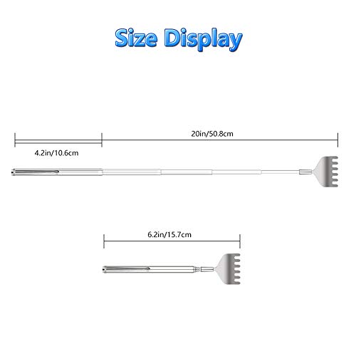 Image of YIMICOO Extendable Back Scratcher for Men 3 Pack Portable Telescopic Metal Back Scratchers /Hand Massager with Pocket Clip for Thanksgiving, Birthday, Christmas Gifts