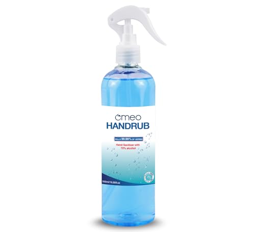 Image of Bjain Omeo Handrub Liquid Hand Instant Sanitizer Spray Pump 500ml, 70% Alcohol| Skin Friendly, Safe for Kids| 99.99% Germs Free Protection, Anti Bacterial| Advance Formula, Quick Dry