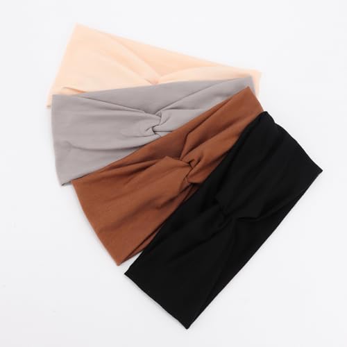 Image of DRESHOW 8 Pack Headbands for Women Yoga Knotted Headbands Elastic Criss Cross Hair Accessories Sports Head Wrap Non Slip