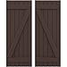 Ekena Millwork ARW102BB621X58TBH Americraft Six 2 Exterior Real Wood Joined Board-n-Batten Shutters w/Z-Bar (Per Pair), 21"W x 58"H, Raisin Brown
