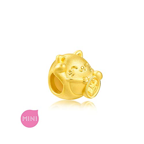 CHOW SANG SANG 999 24K Solid Gold Maneki Neko Lucky Cat Mini Charm Bracelet for Women 92307C3