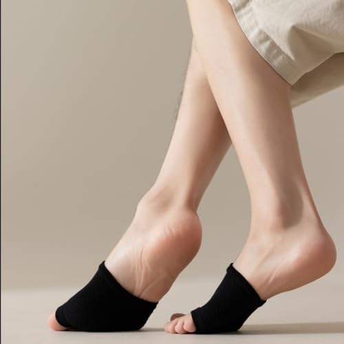 Image of DUNKOING Women Open Toe Half Socks Cotton Peep Toe Mule Sandal Sock for Clogs Flip Flop Slide Slipper Liner Sock 5-9