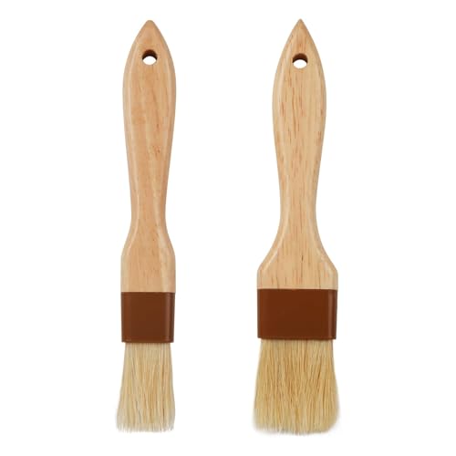 2 Stück Backpinsel,Küchenpinsel,Backpinsel Naturborsten,BBQ-Bürsten,Pinsel Backen,ölpinsel,Lebensmittelpinsel,Kochpinsel,Butterpinsel,Grillpinsel,Kuchenpinsel,für Sauce Eieraufstrich Marinade Pastry