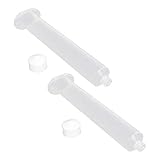 Utoolmart グルーシリンジ ディスペンサーのシリンジ 接着剤シリンジ ディスペンサー 注入器 ディスペンサー専用シリンジ 55cc 透明 2個入り ゴムストッパー付き シリンジ 産業用 プラスチック製 工業用接着剤ディスペンスシリンジ バレルチューブ