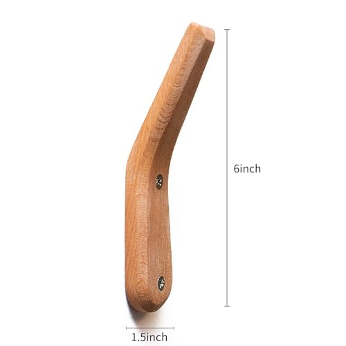 Indoni Wooden Wall Hooks, Coat Hooks For Wall Hooks Decorative, 2 Pack Beech Wall Mount Wood Backpack Purse Hook For Wall thumb #6