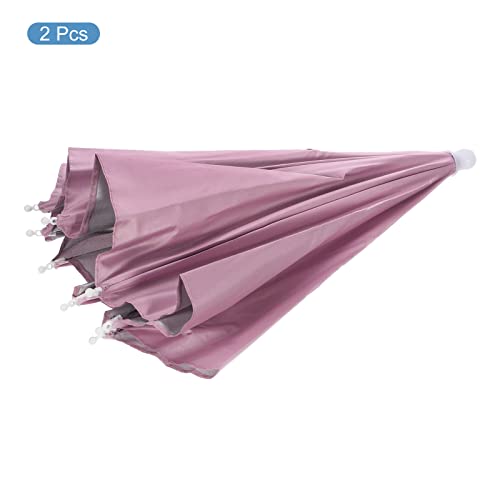 PATIKIL Umbrella Hat, 2 Pack 20 Inch Folding Sun Rain Cap Hands Free Fishing Umbrella Hat for Golf Fishing Camping Outdoor Pink - Image 3