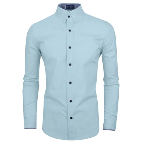 Image of Zombom Men's Solid Cotton Blend Regular Fit Full Sleeve Collared Neck Casual Shirt for Men