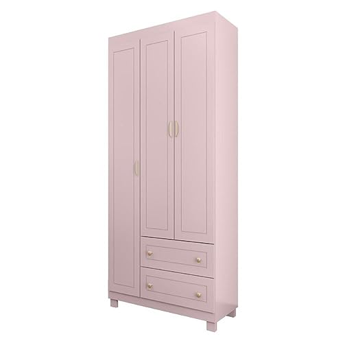 Guarda Roupa Infantil 3 Portas 2 Gavetas Údine Retro Rosa