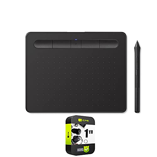 Wacom UCTL4100WLK0 Intuos Creative Wireless Pen Graphic Tablet Bluetooth - Small, Black (Renewed) Bundle with 1 YR CPS Enhanced Protection Pack