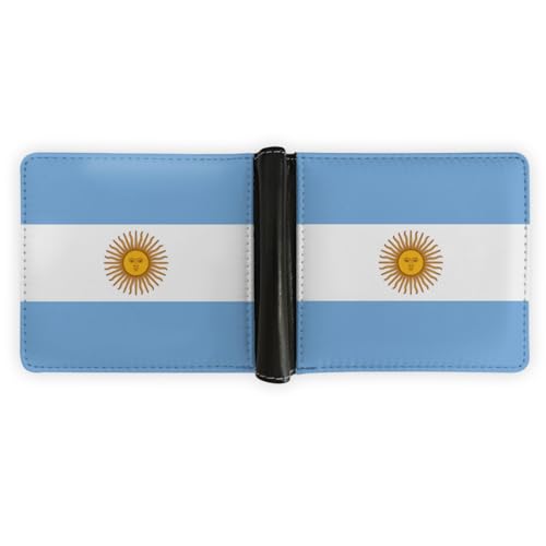 Argentina Flag Wallet Foldable Patriotic Leather Purse with Card Cash Holder for Men Women Travel Gift