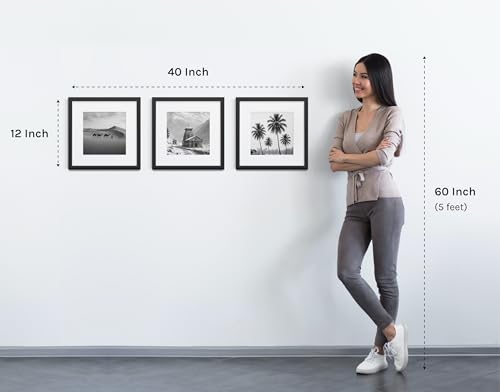 Image of Premium Set of 3 (12x12 inch) Photo Frame for Wall - For Wall Decor and Home Decor | Fits Photo 8x8 inch with Mat or 12x12 inch Without Mat | Black