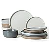 Famiware Plates and Bowls Set, 12 Pieces Dinnerware Sets, Dishes Set for 4, Multi-color