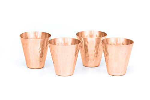 Moscow Mule Shot Glasses - Copper Shot Glasses Set Of 4-2Oz Hammered Solid Copper Shot Cups For Ice Cold Vodka, Tequila, Whisky. #TOP5