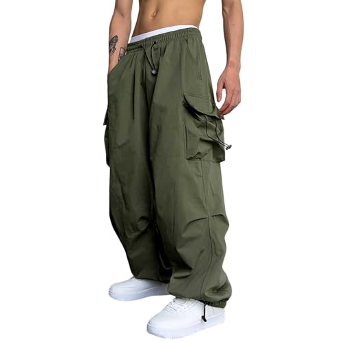 Amazon.com: Mens Casual Nylon Pants Quick Dry High Waist Wide Legs