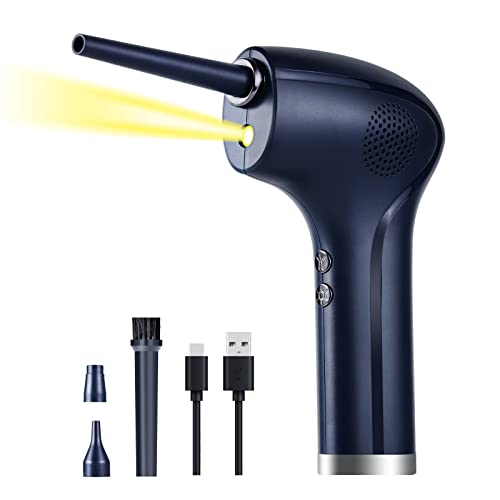 Electric Air Duster, Compressed Air Duster for Computers Keyboard Cleaning, Cordless Air Blower with LED Light, 37000 RPM, 6000 mAh 10W Fast Charging, Replaces Compressed Air Cans