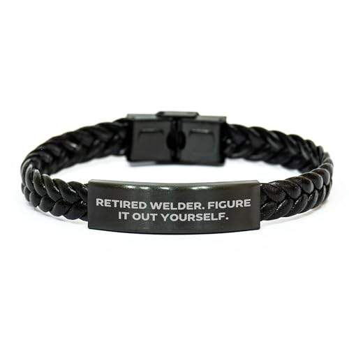AddictiveDesignsCo Welder's Delight, Funny Quote Braided Leather Bracelet Gifts for Him, Men, Friends, Coworkers, Unique Christmas Memorable Presents